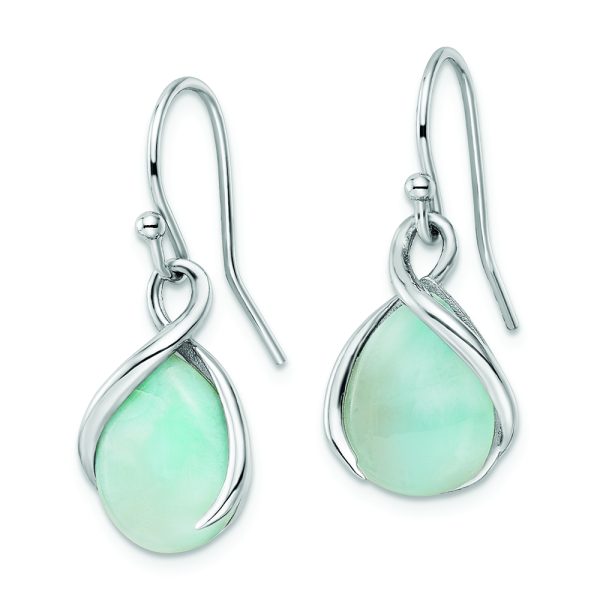 Sterling Silver RH-plated Polished Twist Larimar Teardrop Dangle Earrings - Image 2