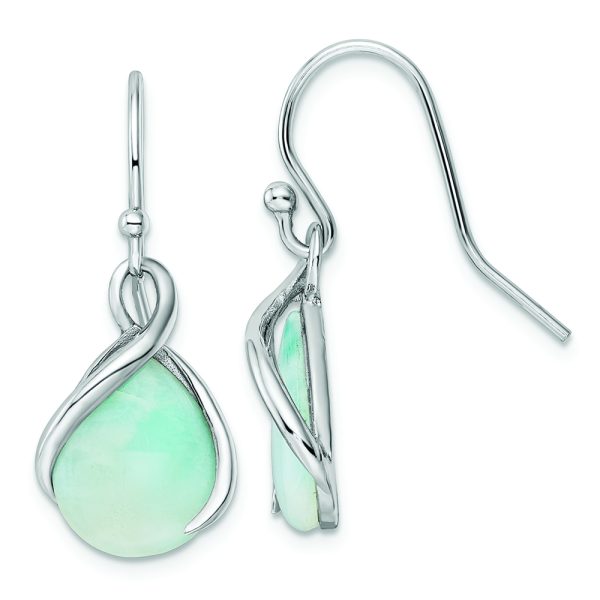 Sterling Silver RH-plated Polished Twist Larimar Teardrop Dangle Earrings