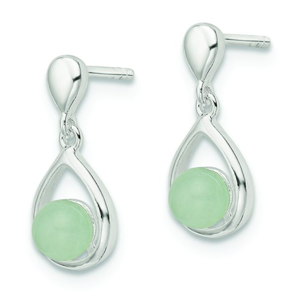 Sterling Silver Polished Light Blue Quartzite Teardrop Post Dangle Earrings - Image 2