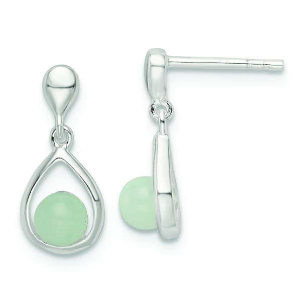 Sterling Silver Polished Light Blue Quartzite Teardrop Post Dangle Earrings