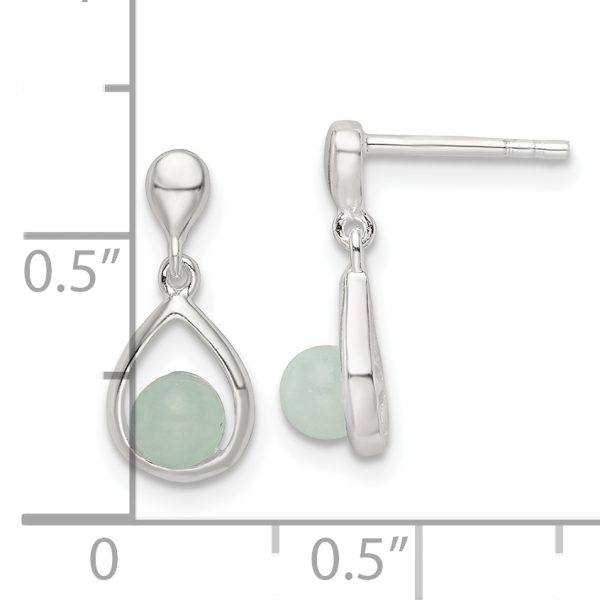 Sterling Silver Polished Light Blue Quartzite Teardrop Post Dangle Earrings - Image 3