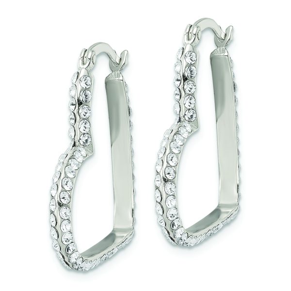 Sterling Silver CZ Heart Hoop Earrings - Image 2