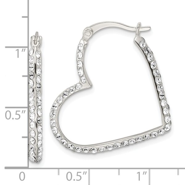 Sterling Silver CZ Heart Hoop Earrings - Image 3