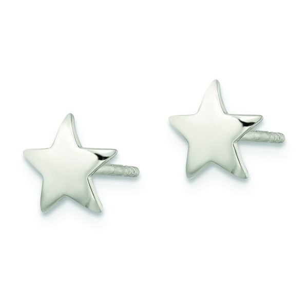 Sterling Silver Polished Star Post Earrings - Image 2