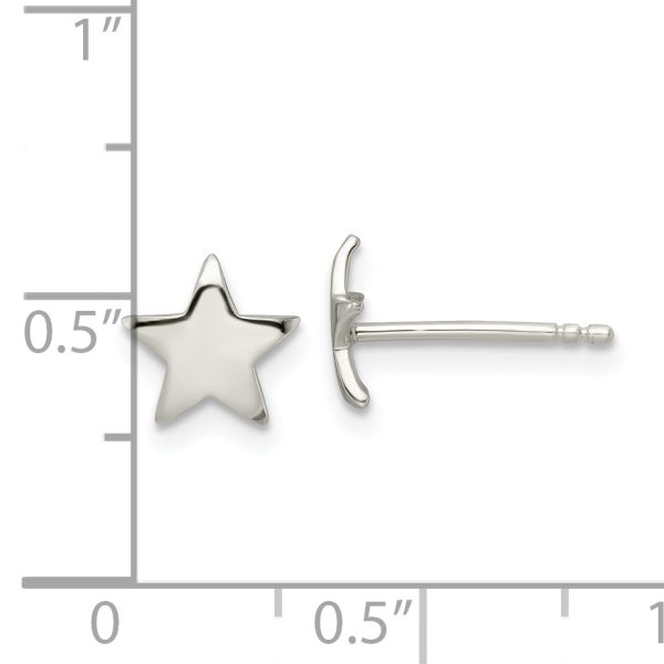 Sterling Silver Polished Star Post Earrings - Image 3