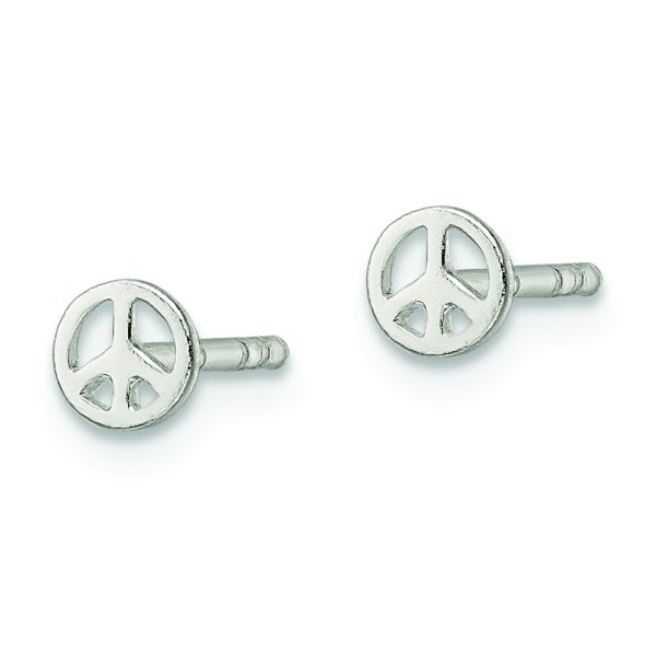 Sterling Silver Polished Peace Sign Post Earrings - Image 2