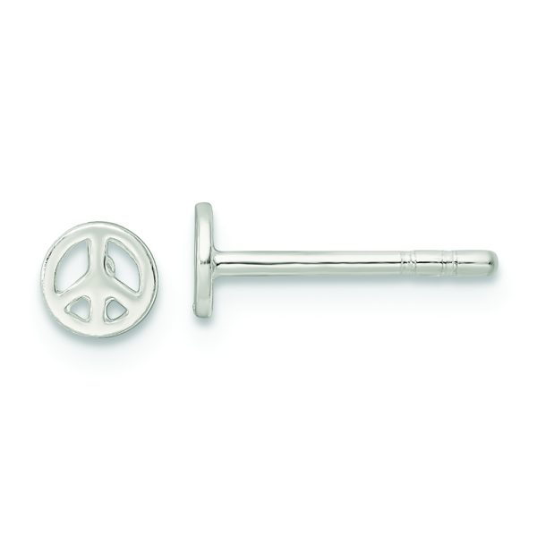 Sterling Silver Polished Peace Sign Post Earrings