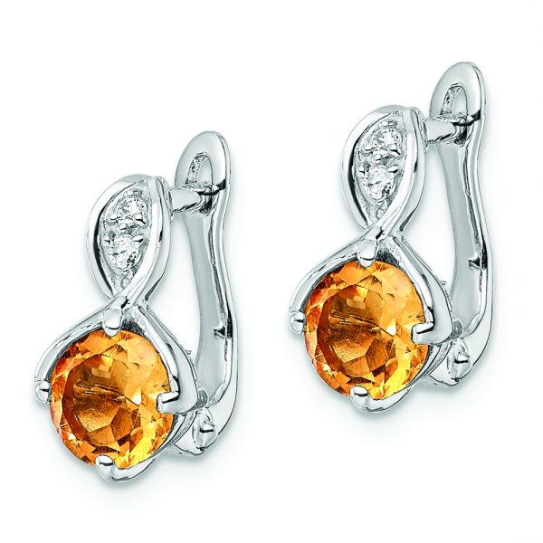 Sterling Silver RH-plated 1.48t.w. Citrine/Wt Topaz Hinged Earrings - Image 2