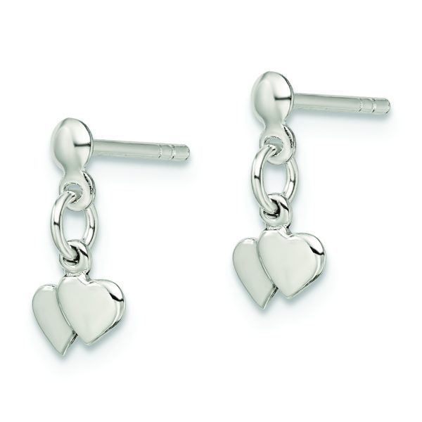 Sterling Silver Dangling Hearts Earrings - Image 2