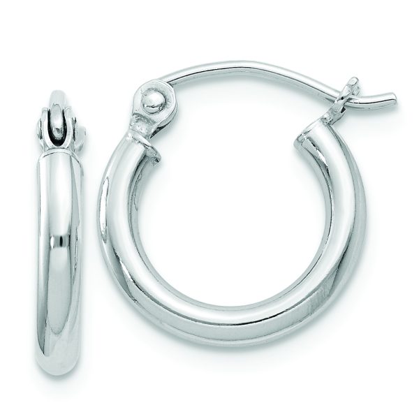 Sterling Silver Rhodium-plated 2mm Round Hoop Earrings