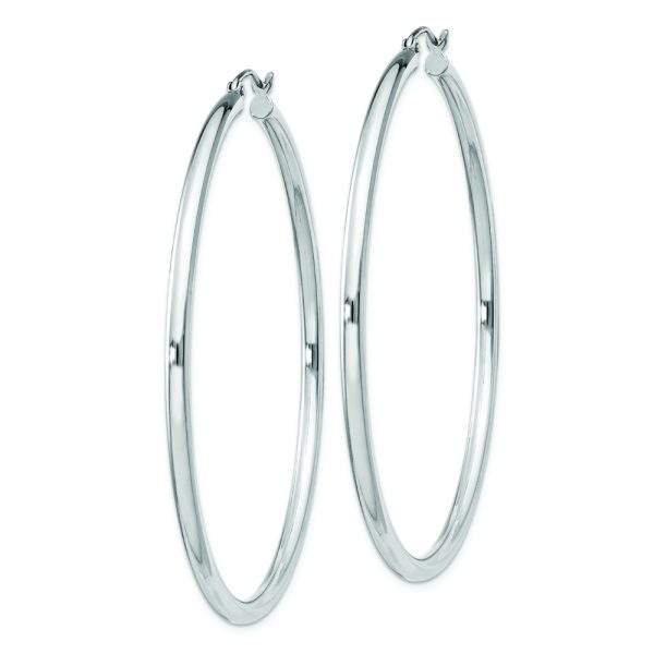 Sterling Silver Rhodium-plated 2.5mm Round Hoop Earrings - Image 2