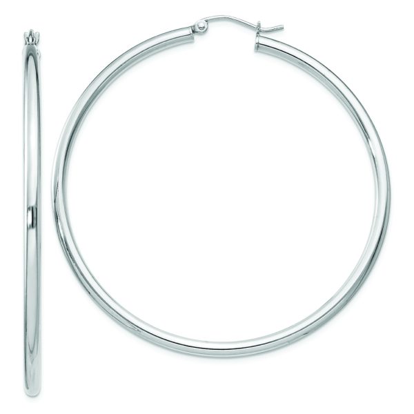 Sterling Silver Rhodium-plated 2.5mm Round Hoop Earrings