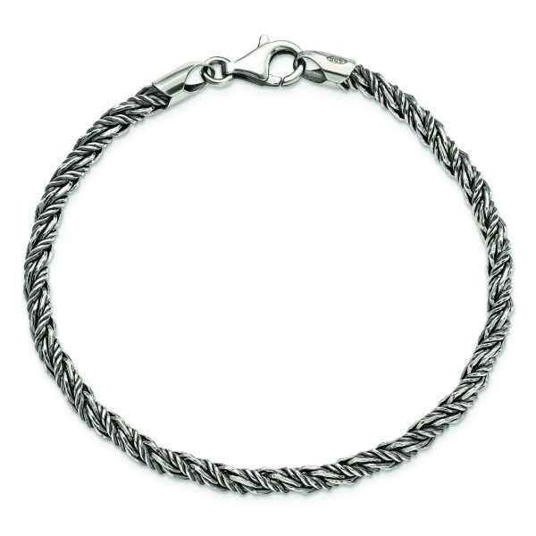 Sterling Silver Antiqued Polished Rope Bracelet - Image 3