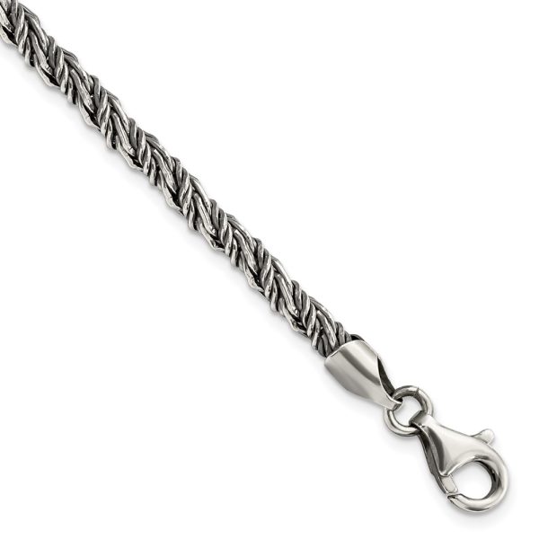 Sterling Silver Antiqued Polished Rope Bracelet