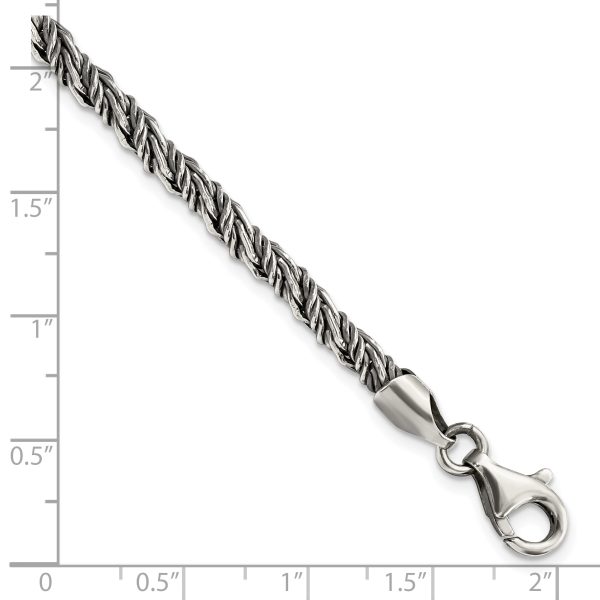 Sterling Silver Antiqued Polished Rope Bracelet - Image 2