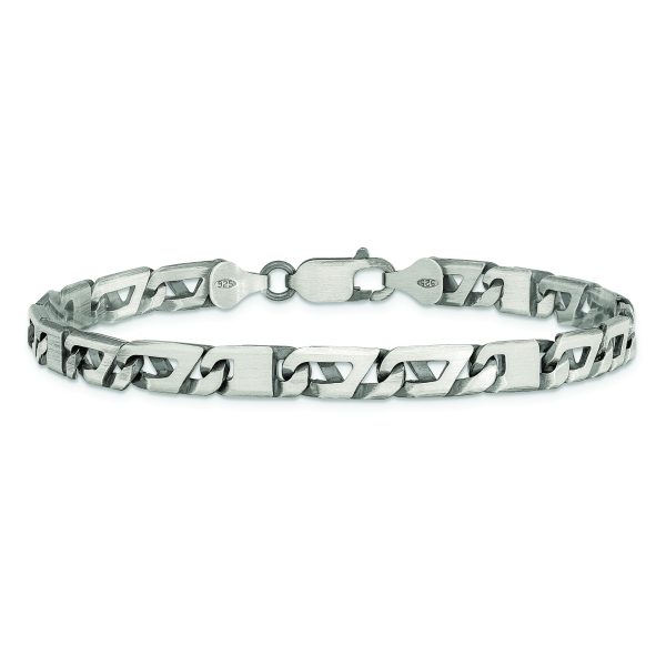 Sterling Silver Antiqued Brushed Link Bracelet - Image 3