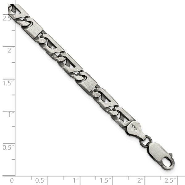 Sterling Silver Antiqued Brushed Link Bracelet - Image 2