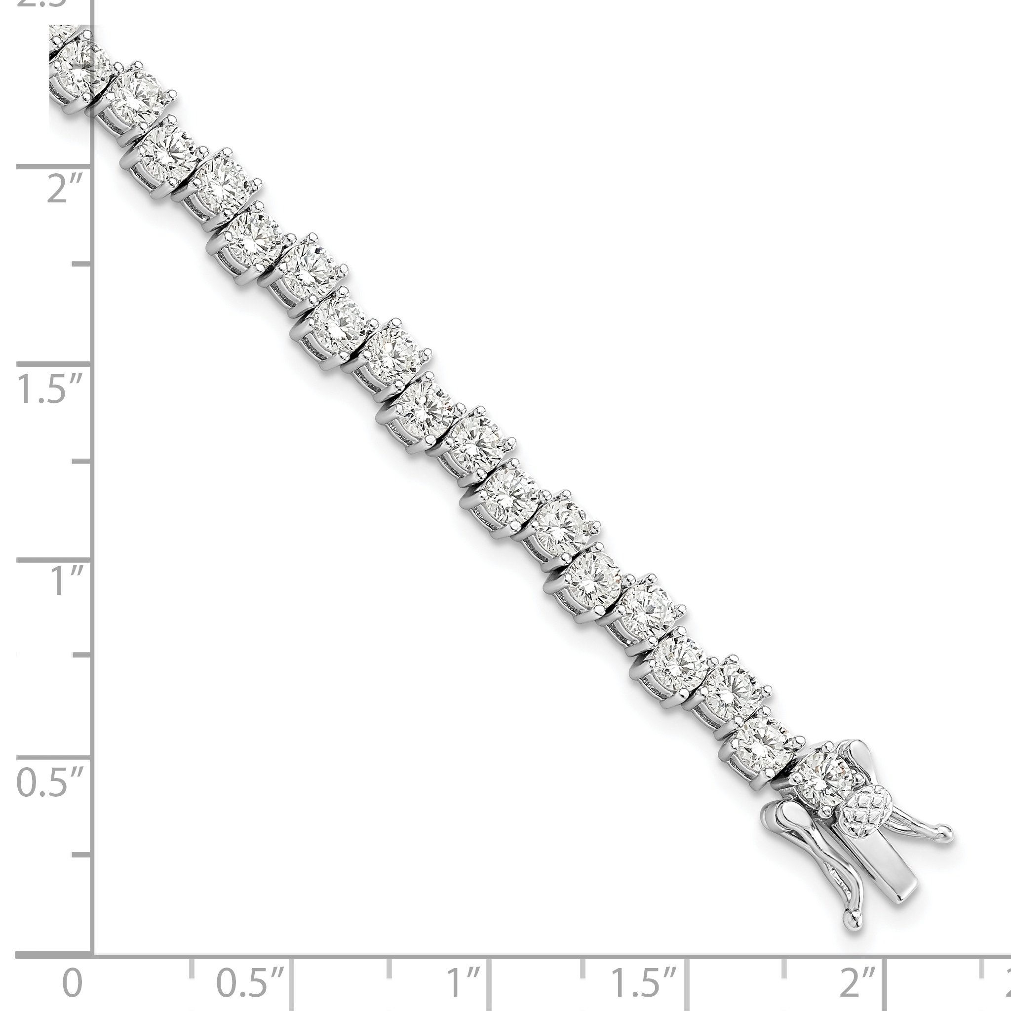 Sterling Silver Rhodium-plated Polished 4mm CZ Bracelet - Image 2