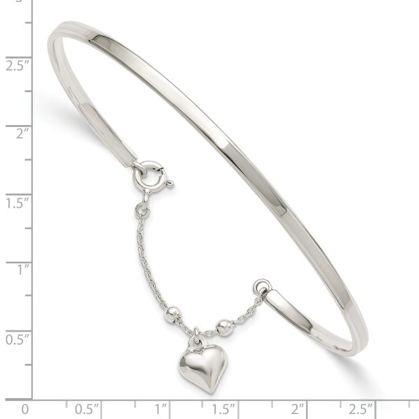 Sterling Silver Puffed Heart Bangle Anklet - Image 2