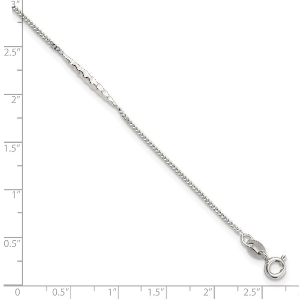 Sterling Silver 9in Plus 1 in Ext. Textured Bar Anklet - Image 2