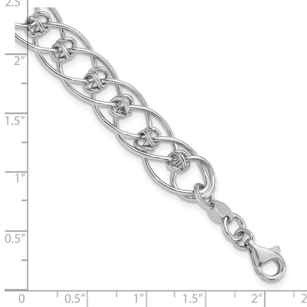 Sterling Silver Rhodium-plated Polished Oval 7.5in Link Bracelet - Image 2