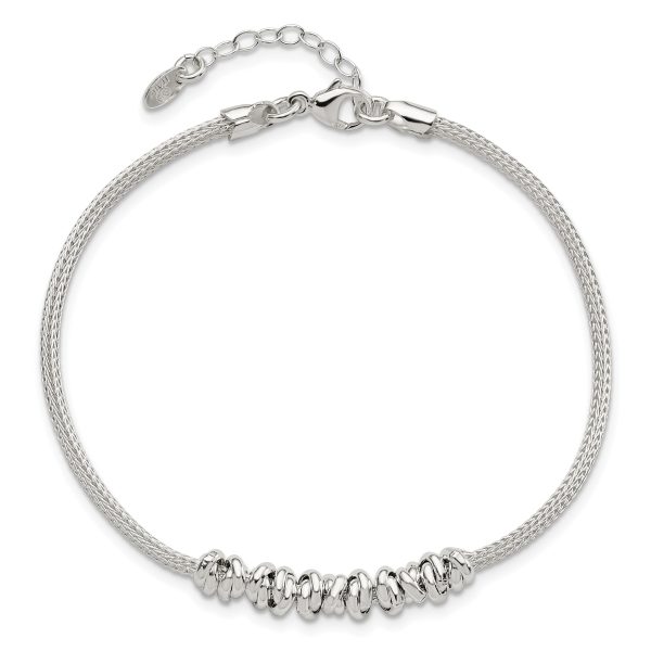 Sterling Silver Polished Beaded w/ 1in ext Bracelet - Image 3