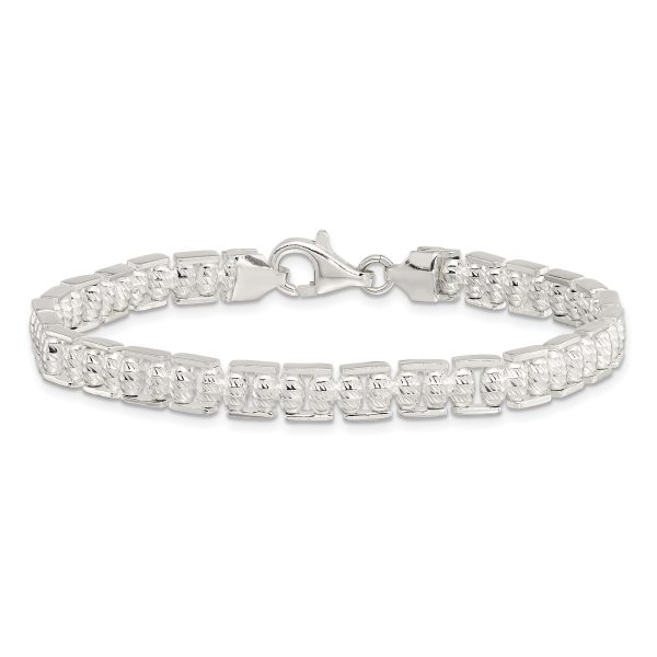 Sterling Silver Polished D/C Beaded Fancy Bracelet - Image 3