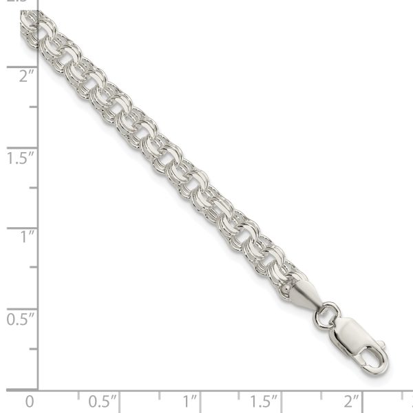 Sterling Silver Polished 5mm Triple Link Charm Bracelet - Image 2