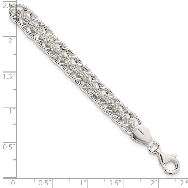 Sterling Silver Polished Roped Oval Link 7in Bracelet - Image 2