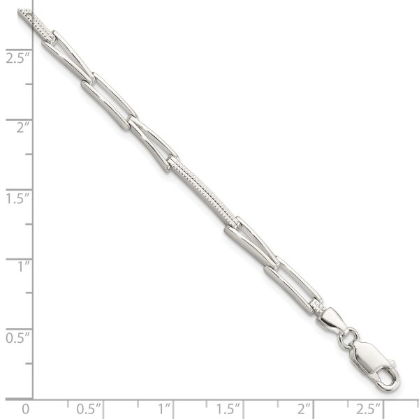 Sterling Silver Polished & Textured Fancy Link Bracelet - Image 2