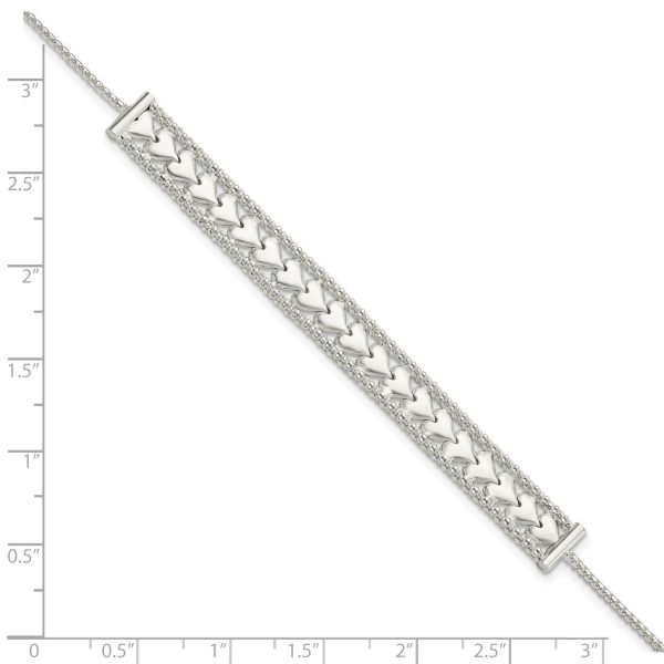 Sterling Silver Hearts Chain w/1in ext Bracelet - Image 2