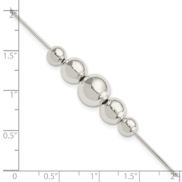 Sterling Silver Polished Tapered Round Bead w/1 in ext. Bracelet - Image 2