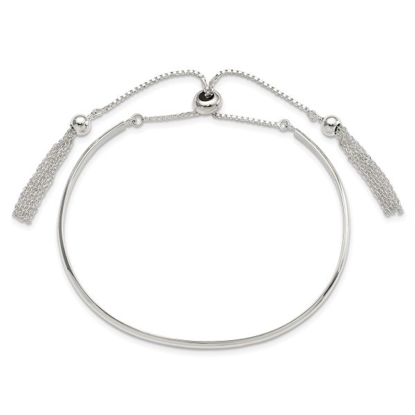 Sterling Silver Polished w/tassels Adjustable Bangle - Image 3