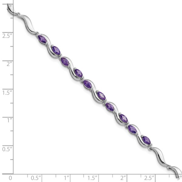 Sterling Silver Rhodium plated Purple CZ Bracelet - Image 2