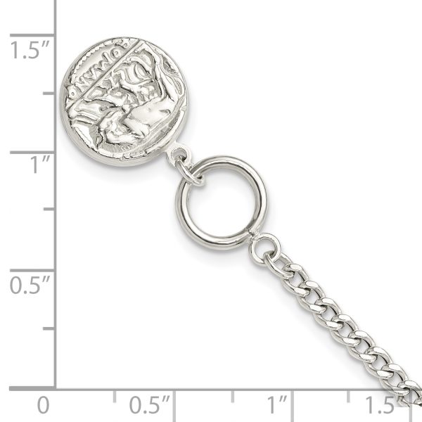 Sterling Silver Replica Roman Coin Toggle Bracelet - Image 3