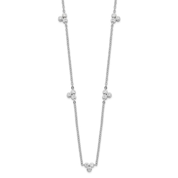 Sterling Silver Rhodium-plated Polished CZ 5 Stations Necklace