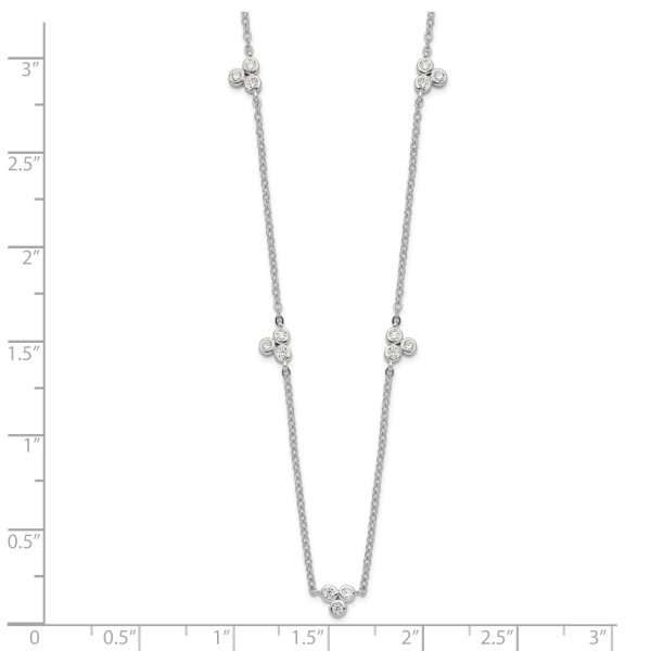 Sterling Silver Rhodium-plated Polished CZ 5 Stations Necklace - Image 2