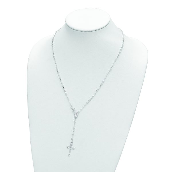Sterling Silver Rhodium-plated Polished w/ Clasp Rosary - Image 2