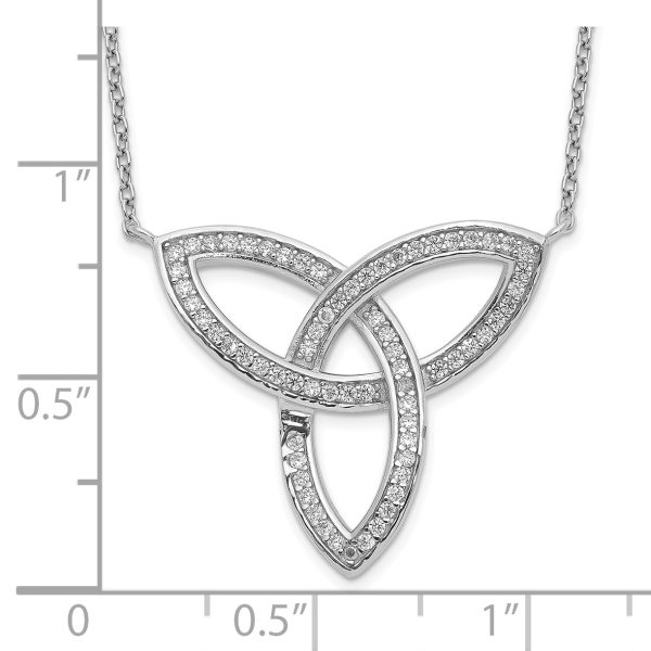 Sterling Silver Polished Rhodium-plated CZ Celtic Knot 18in Necklace - Image 3