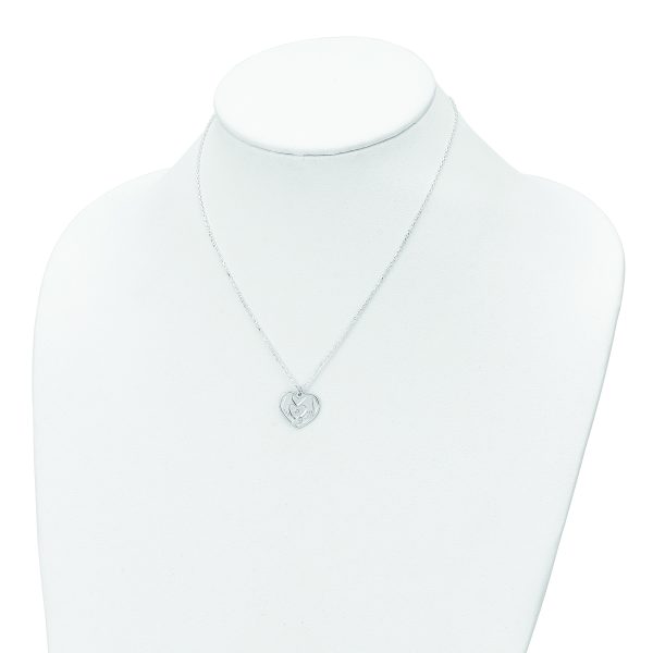 Sterling Silver CZ Hands in Heart Necklace - Image 3