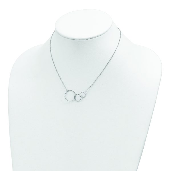 Sterling Silver Rhodium-plated 3 Intertwined Circles w/2 in ext. Necklace - Image 3