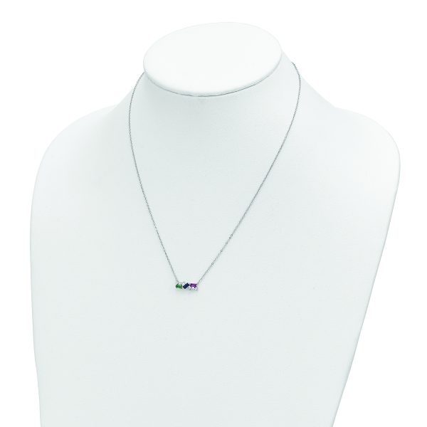 Sterling Silver Rhodium-plated Polished Multi-color CZ Necklace - Image 3