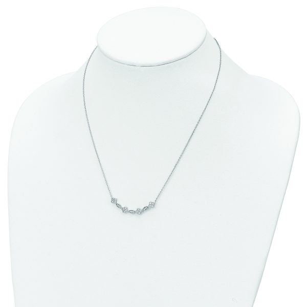 Sterling Silver Rhodium-plated Polished Fancy CZ Necklace - Image 3