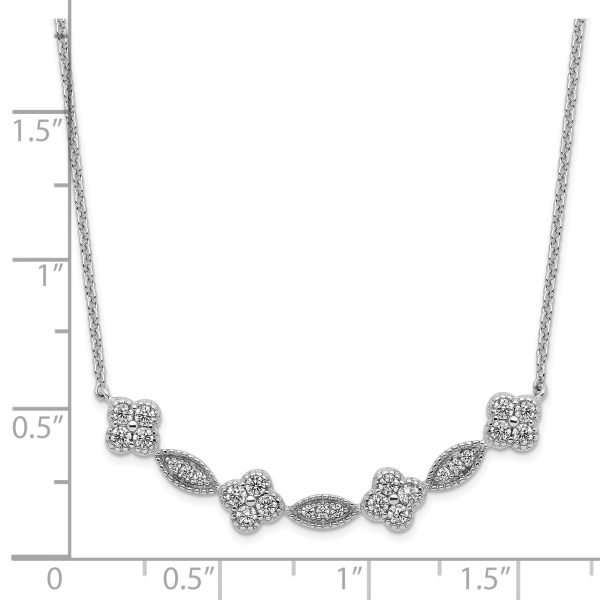 Sterling Silver Rhodium-plated Polished Fancy CZ Necklace - Image 2