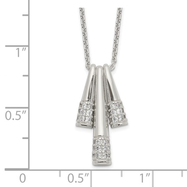 Sterling Silver Polished CZ Fancy Necklace - Image 2