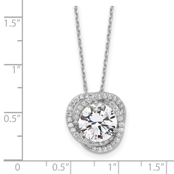 Sterling Silver Rhodium-plated Polished CZ w/2 in ext. Necklace - Image 2