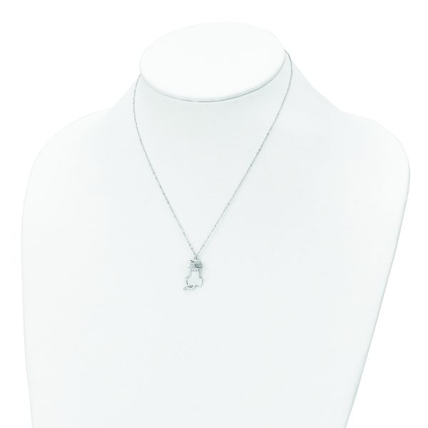 Sterling Silver Rhodium-plated CZ Dog Necklace - Image 3