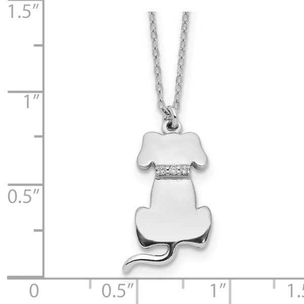 Sterling Silver Rhodium-plated CZ Dog Necklace - Image 2