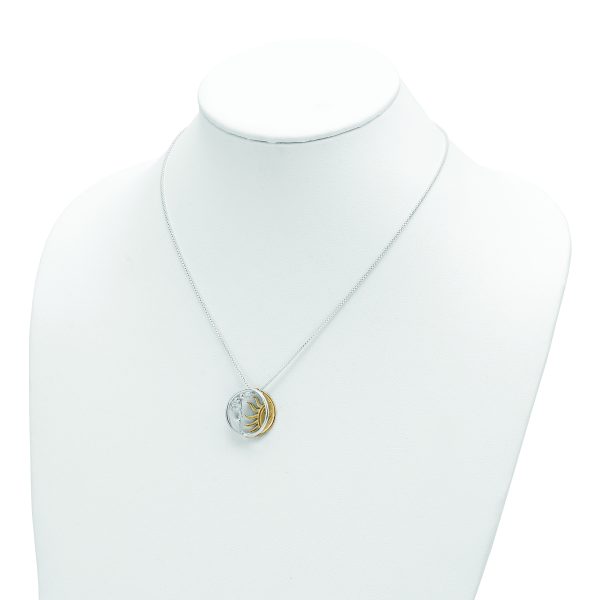 Sterling Silver & Gold-tone Polished Sun & Moon Necklace - Image 3