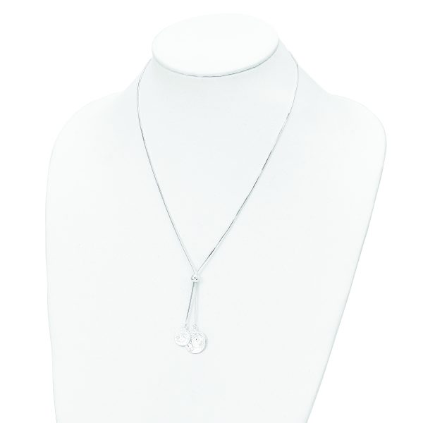 Sterling Silver Polished Medallion Adjustable Necklace - Image 3